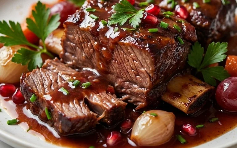 Red Grape Juice Braised Short Ribs in Dutch Oven