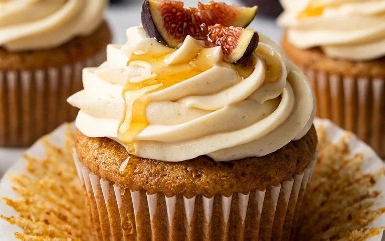 Fig Cupcakes with Honey Cream Cheese Frosting