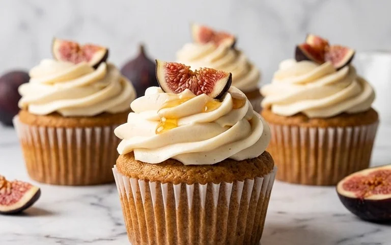 Fig Cupcakes with Honey Cream Cheese Frosting