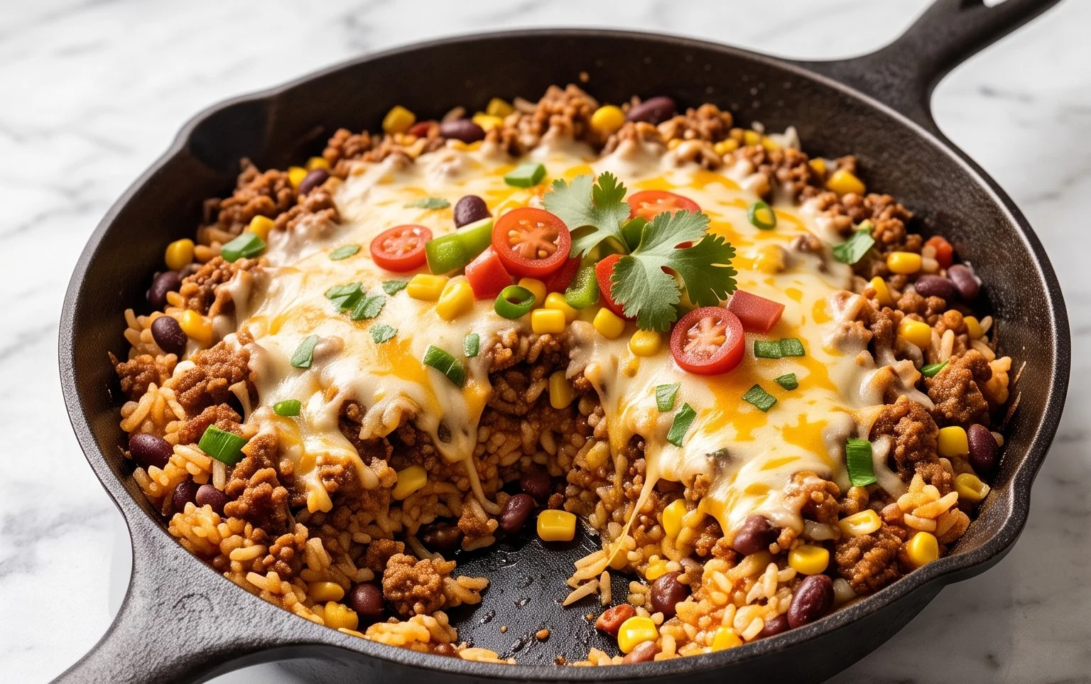 Easy Cheesy Taco Rice Skillet Recipe