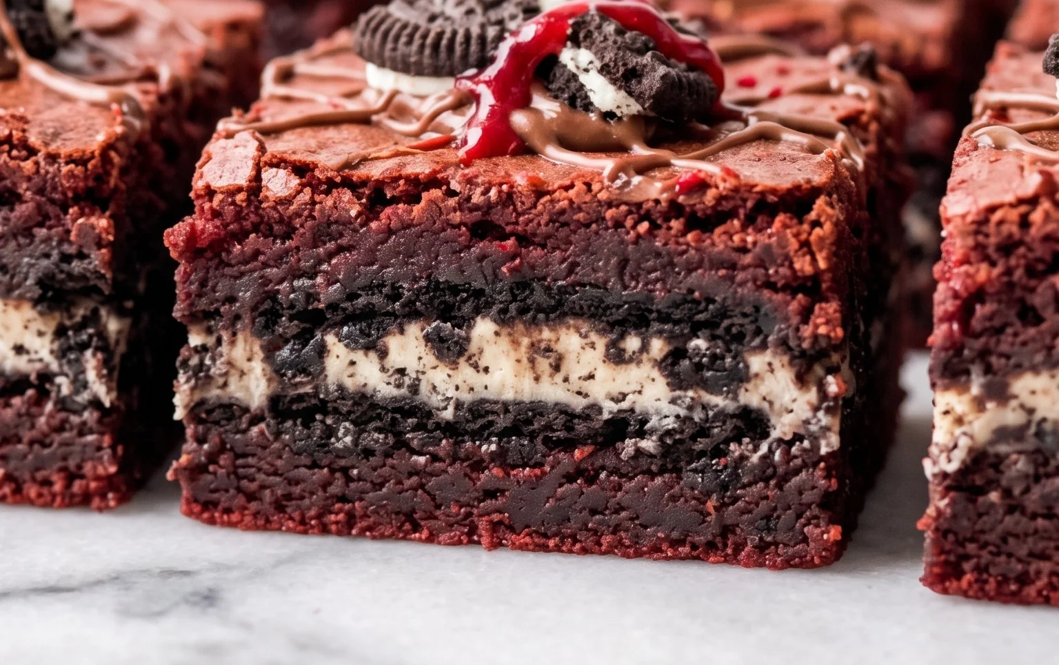 Red Velvet Oreo Truffle Brownie Bars