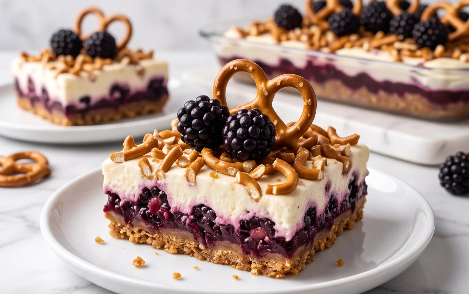 Blackberry Pretzel Dessert